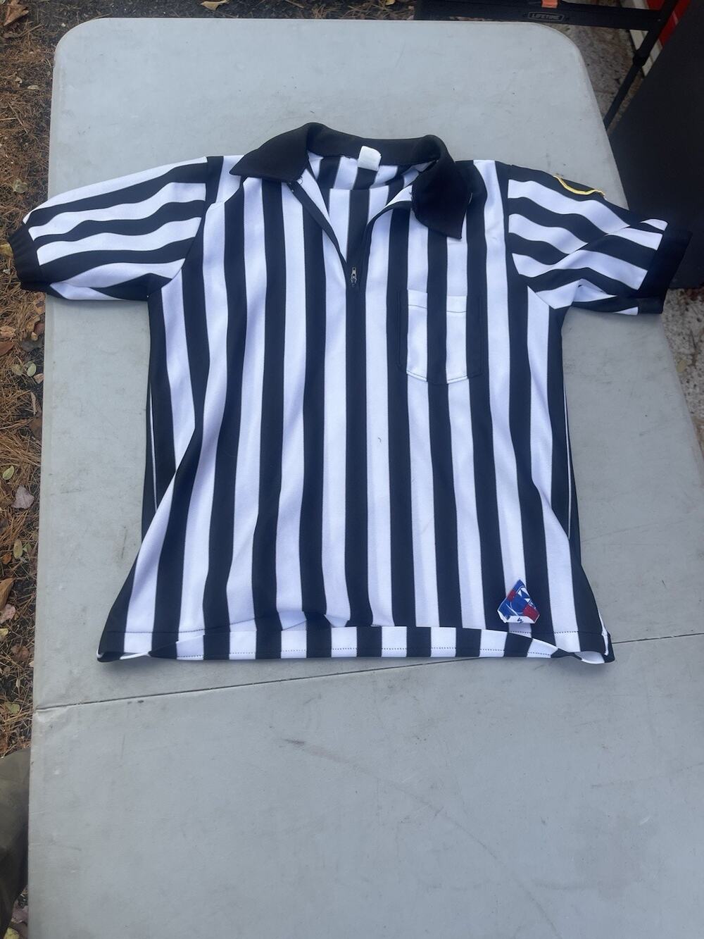 Vintage Cliff Keen Athletic Shirt Mens L Black White Referee Zip Polo Made USA